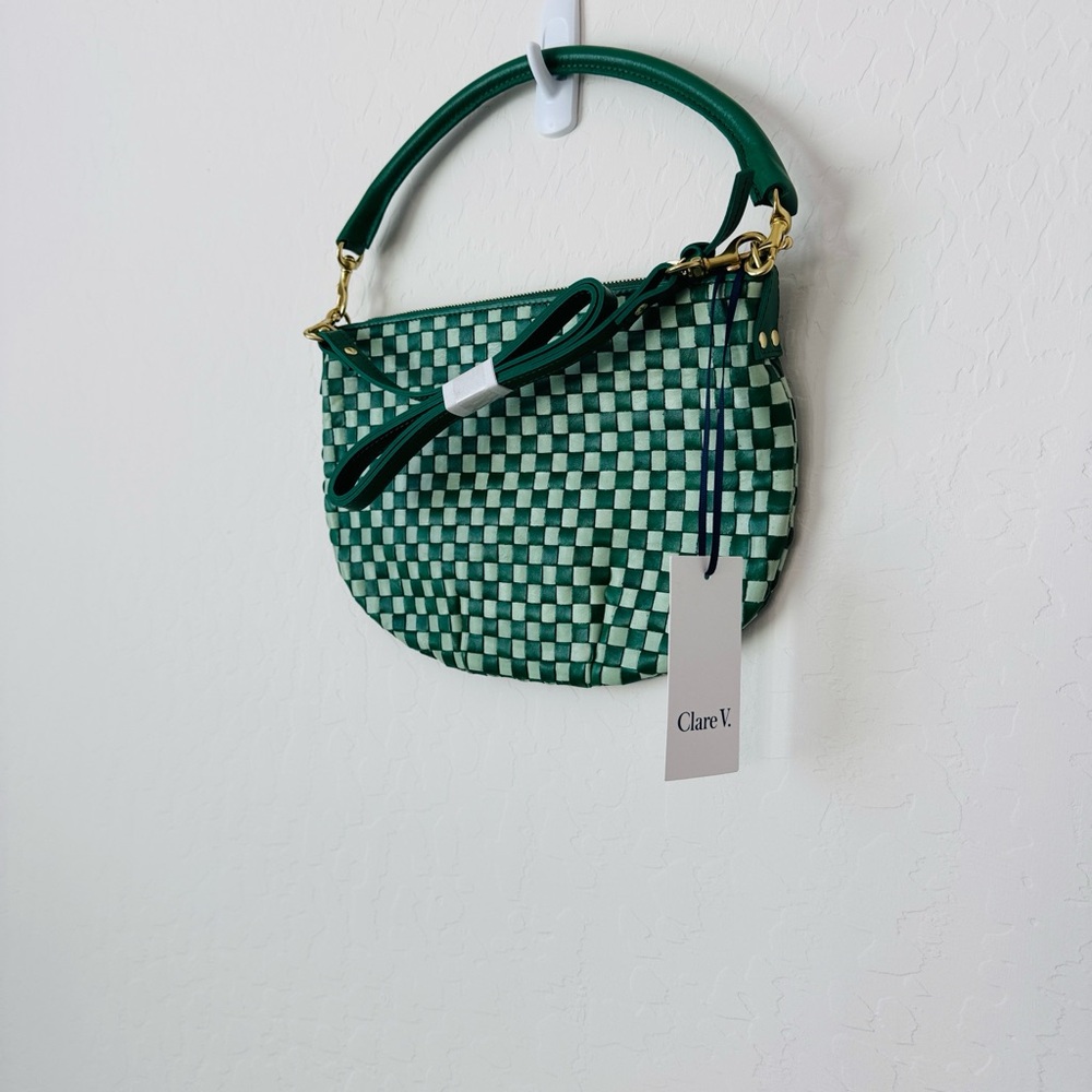 Clare V Petit Moyen Green Checkered Crossbody Bag - Picture 4 of 4
